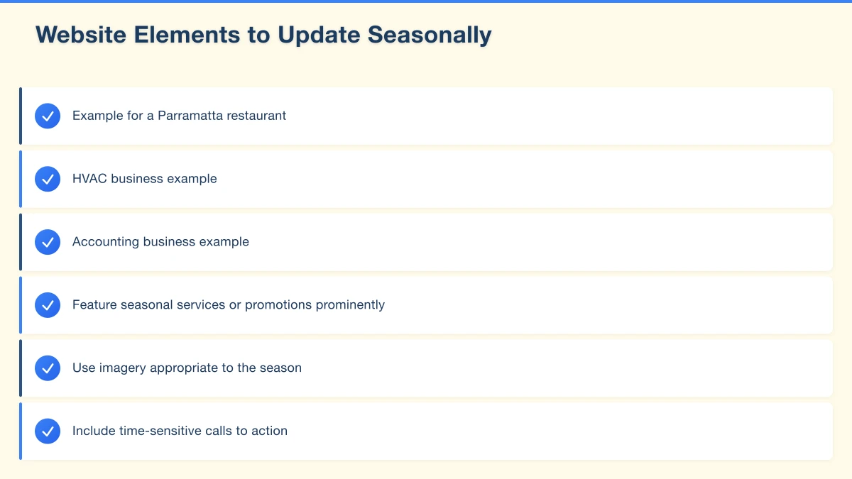 Website Elements to Update Seasonally Infographic