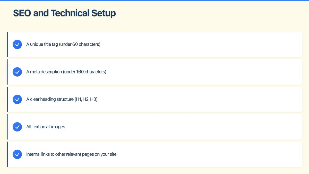 SEO and Technical Setup Infographic