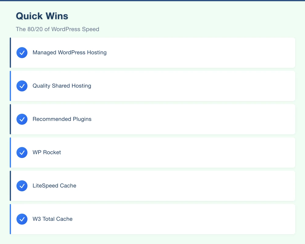 Quick Wins: The 80/20 of WordPress Speed Infographic